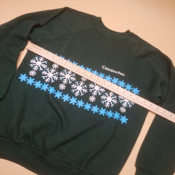 Vintage 70s Collegiate Pacific Cataloochee Winter Ski Vacation Tourist Sweater M - Picture 7 of 9